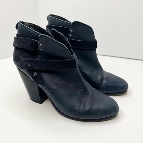 Rag & Bone Harrow Booties Navy Leather Size EU 39.5 - Picture 5 of 16
